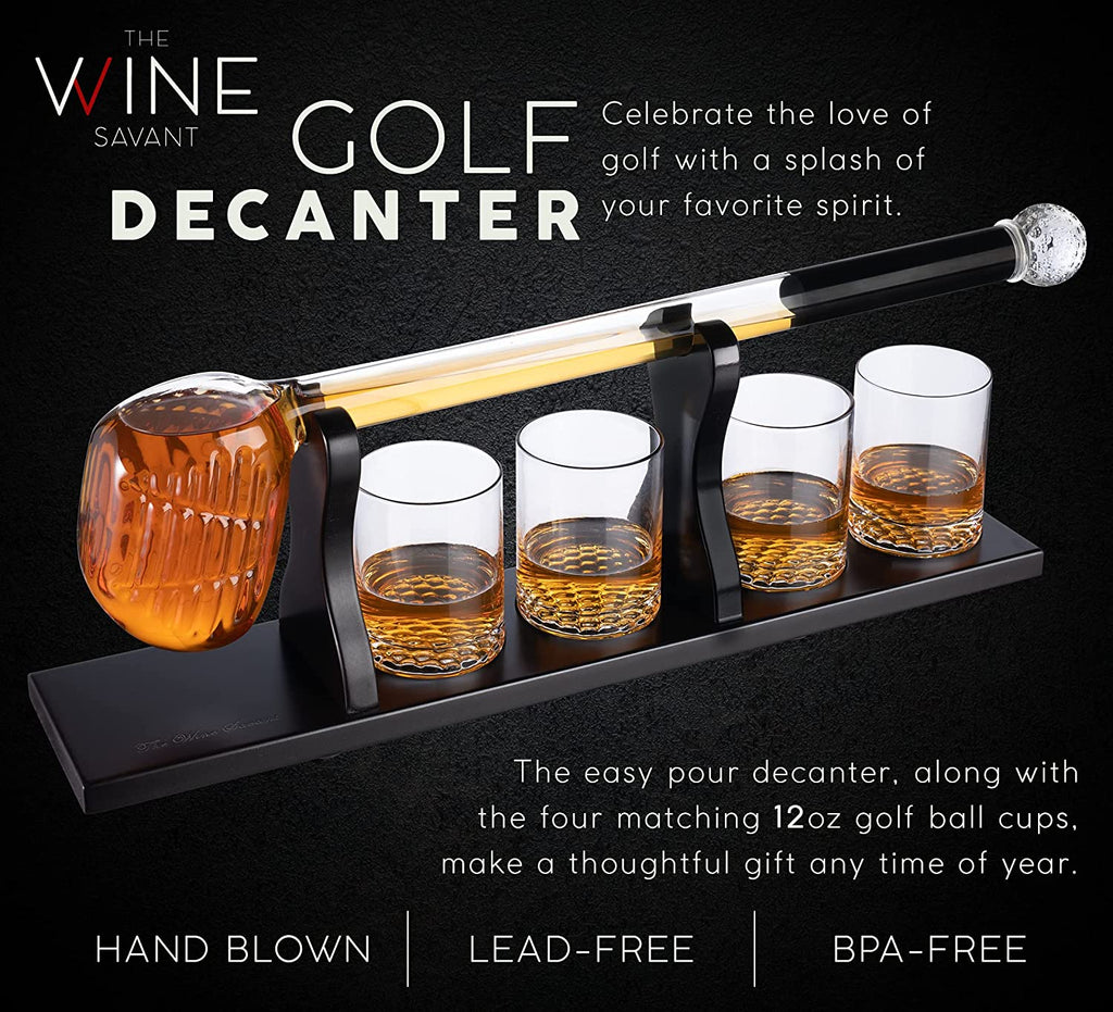 Golf Club Whiskey Decanter Premium Barware Gift Elegant Drinkware Collection